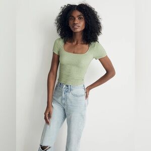Madewell Popcorn Top in Gatehouse Green XS